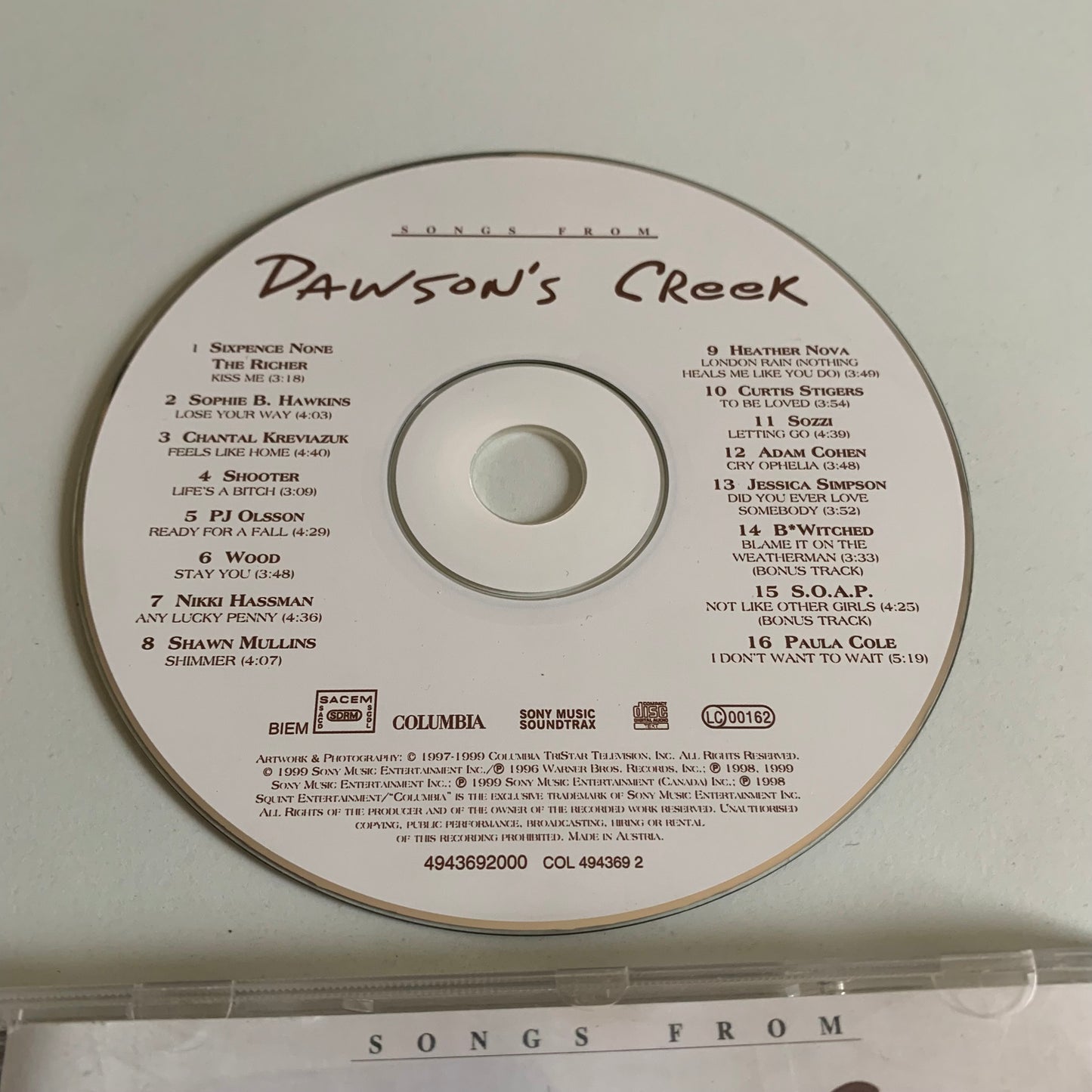 CD - Songs From Dawson's Creek - 1999 Occasion