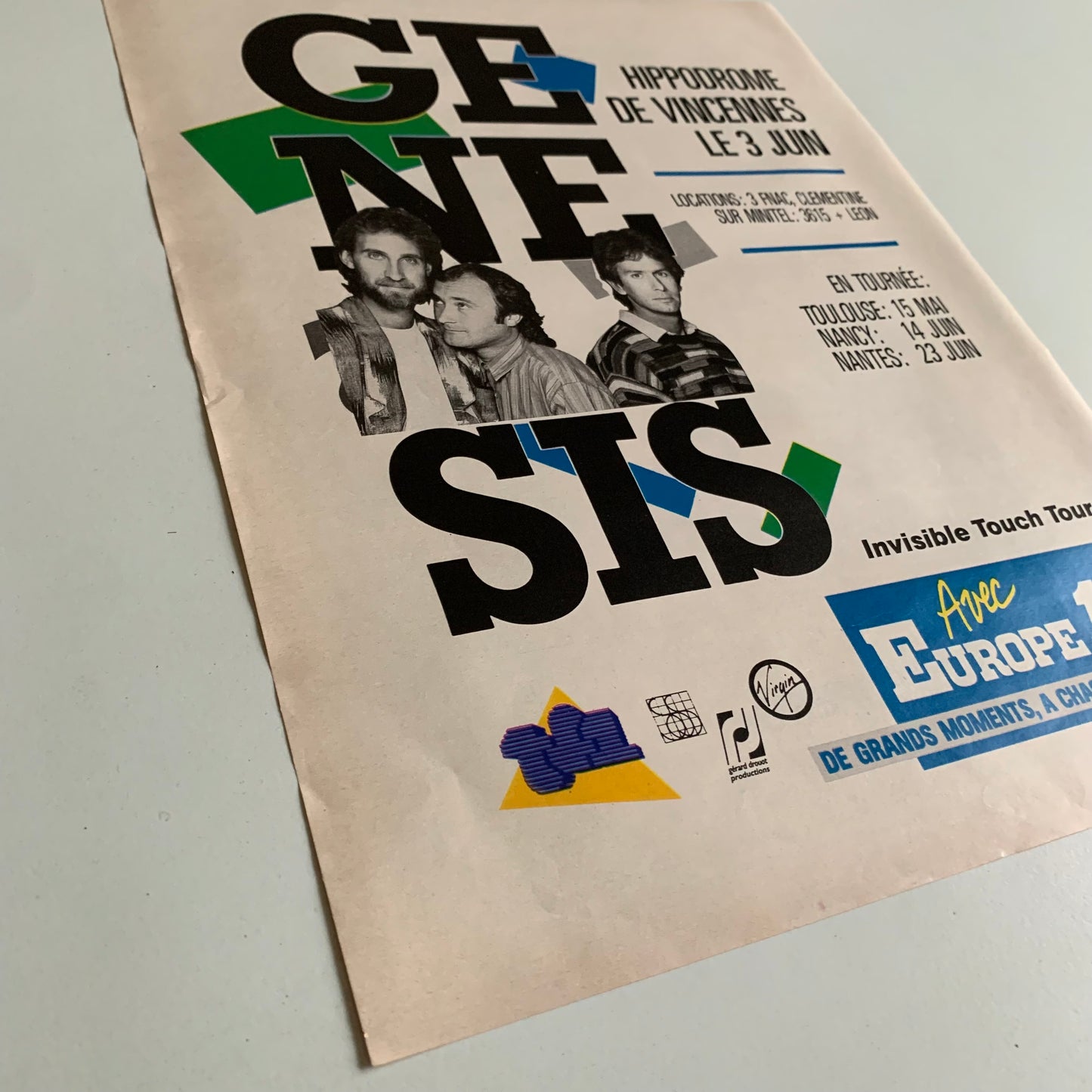 Affiche Originale Genesis- Concert Tournée 1987 - Page de Magazine 30x23cm
