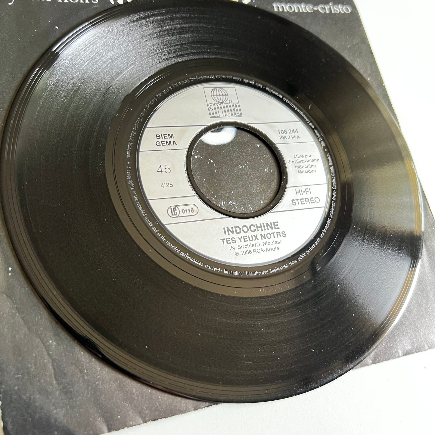 Indochine - Tes Yeux Noirs - Single 1986