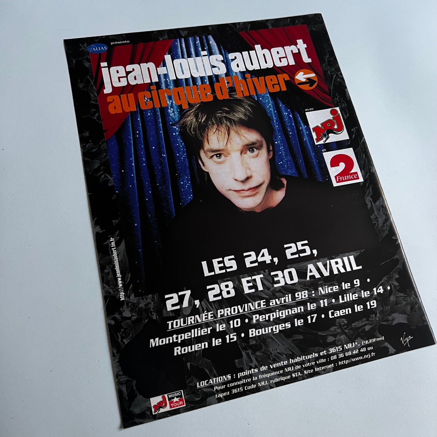 Affiche Originale Concert Jean Louis Aubert 1998 - Page de Magazine 30x23cm
