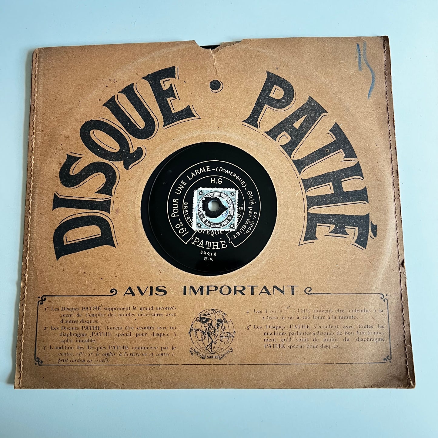 Disque Pathé - Pour Une Larme / Aubade - 25cm