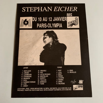 Affiche Originale Stephan Eicher - 10 & 12 Janvier 1992 Olympia - Page de Magazine 30x23cm