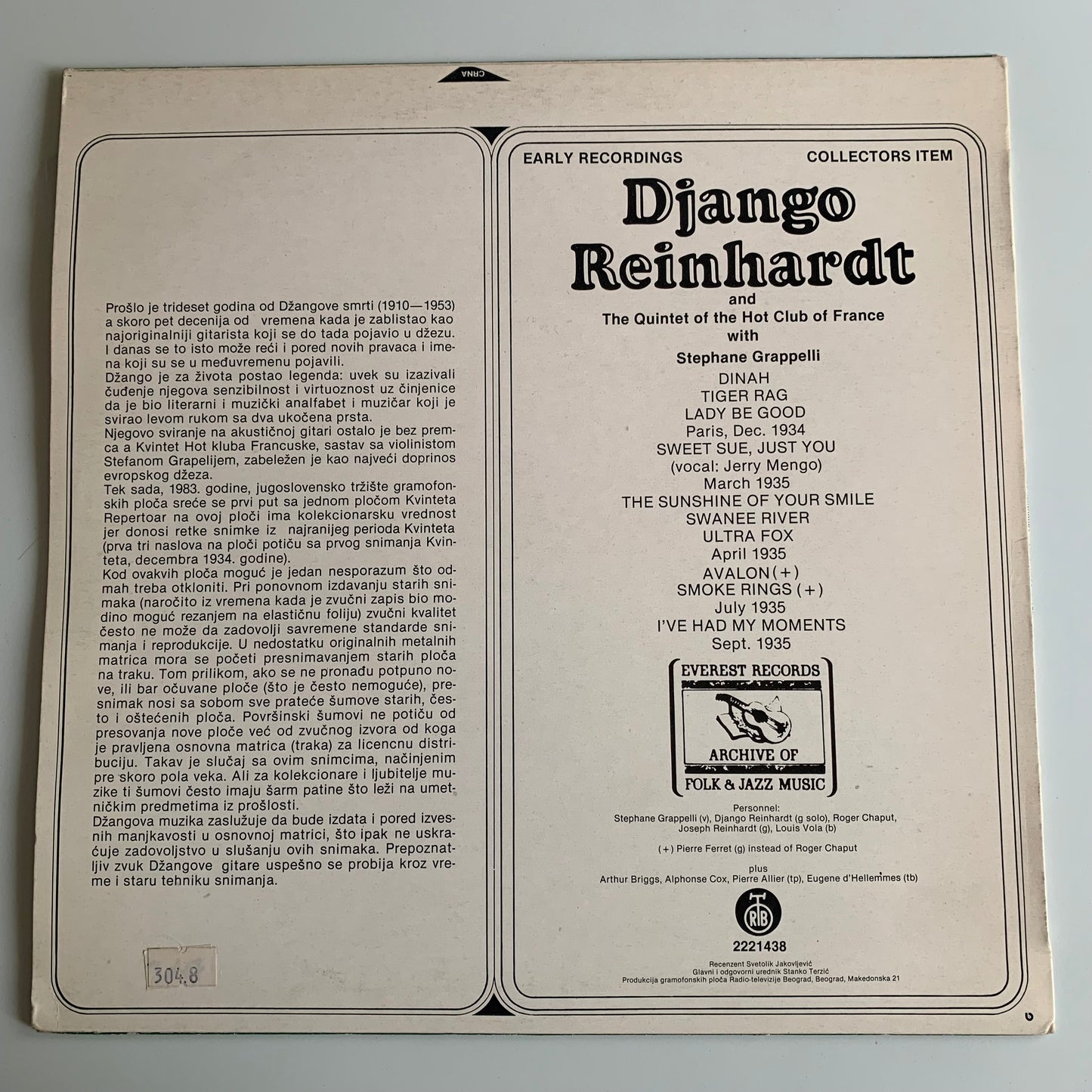 Django Reinhardt - Django Reinhardt - Volume IV - LP 1983 Occasion