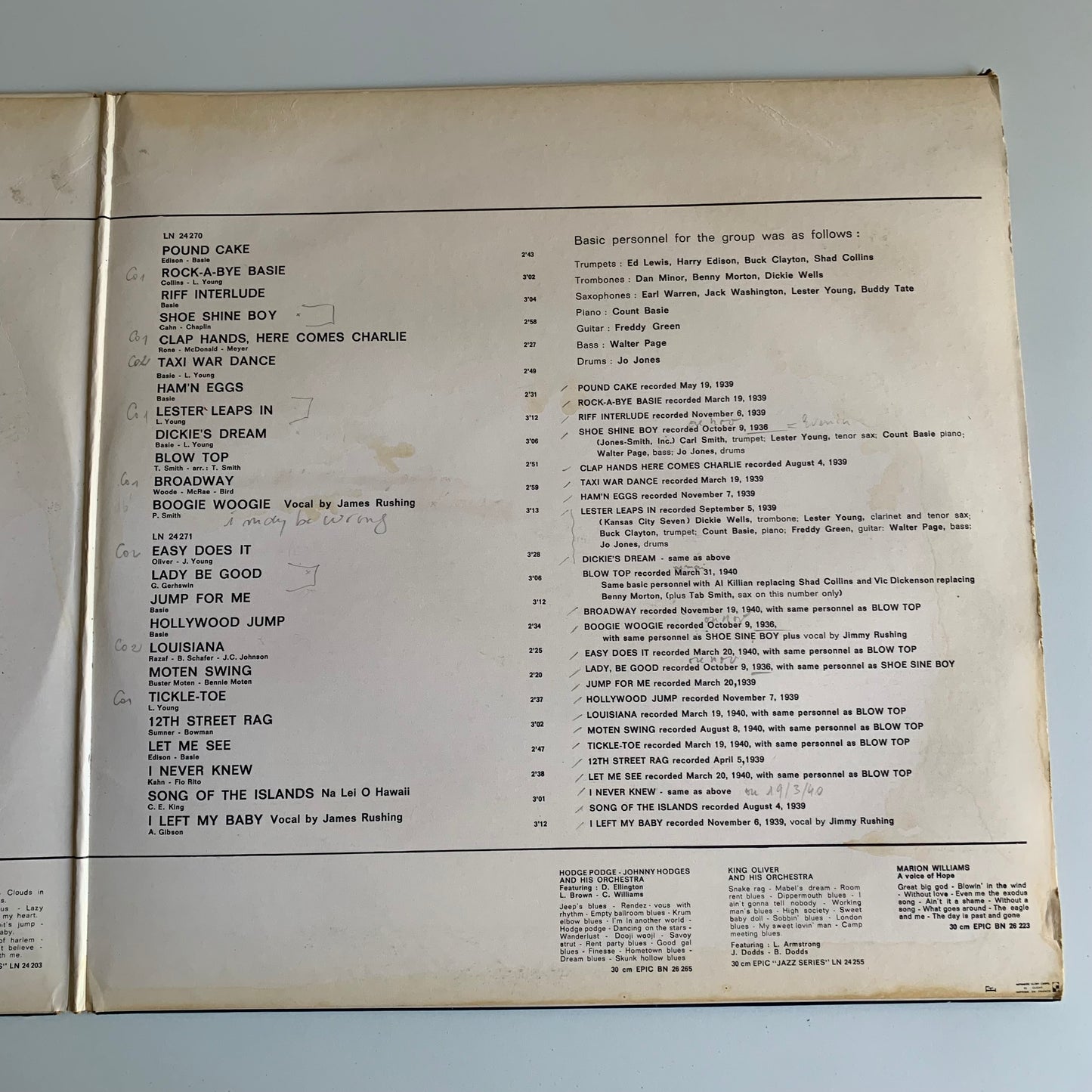 Lester Young - Lester Young Memorial Album - Double Vinyle 33 tours 1967 Occasion