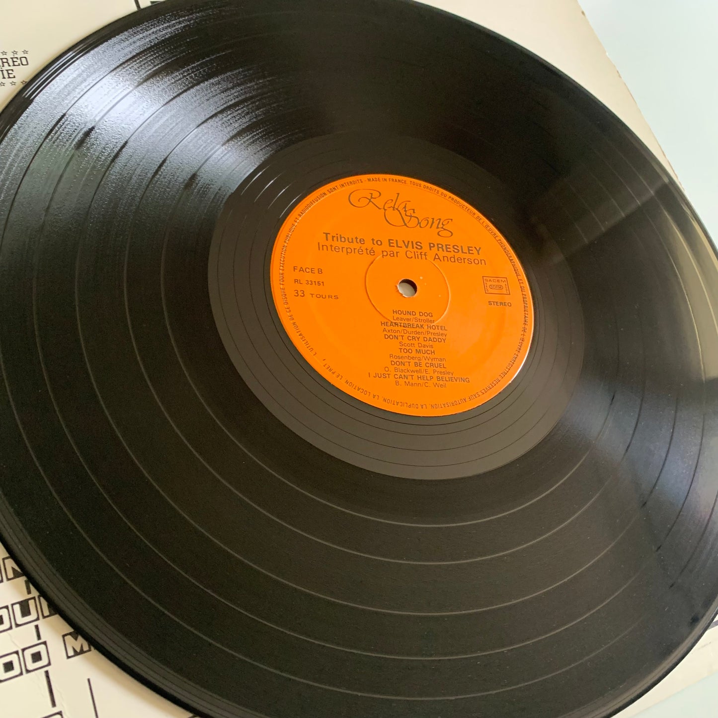 Cliff Anderson - Tribute To Elvis Presley - LP 1981 Occasion