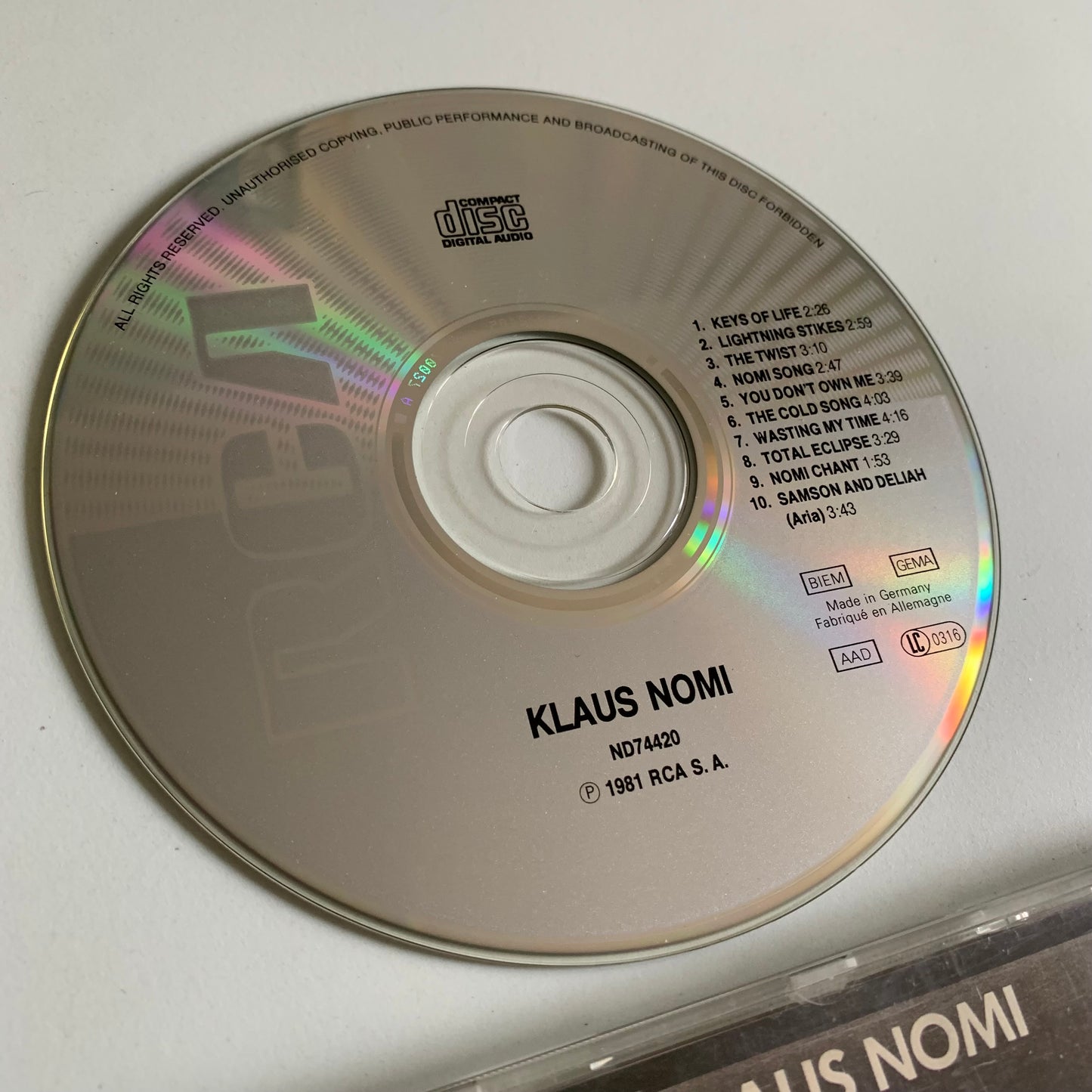 CD - Klaus Nomi - 1998 Occasion