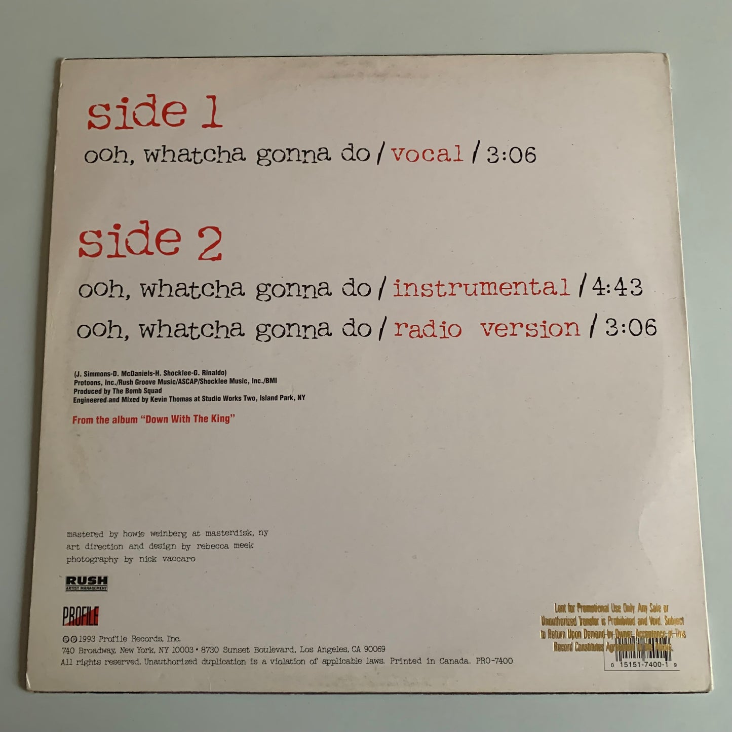 Run DMC - Ooh, Whatcha Gonna Do - Single 1993