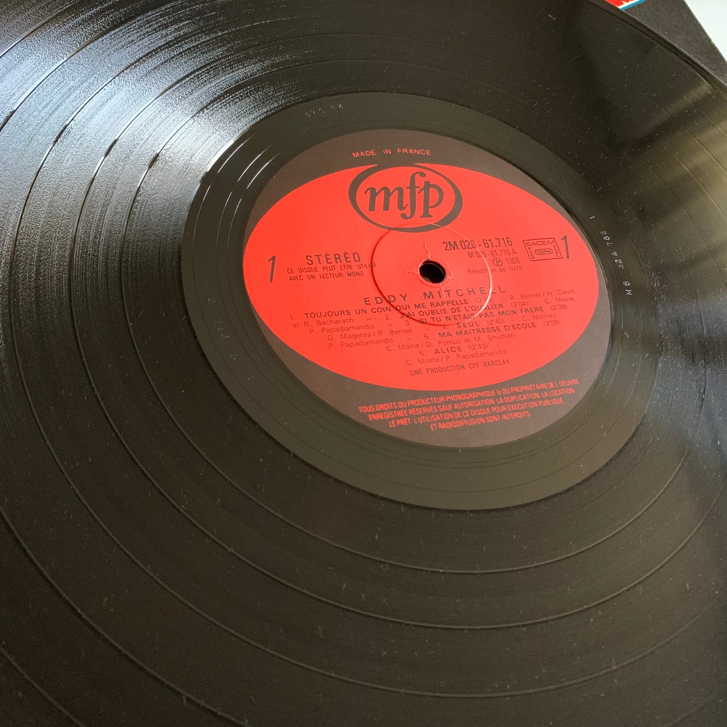 Eddy Mitchell - Alice / Société Anonyme / Toujours Un Coin Qui Me Rappelle - LP 1978 Occasion