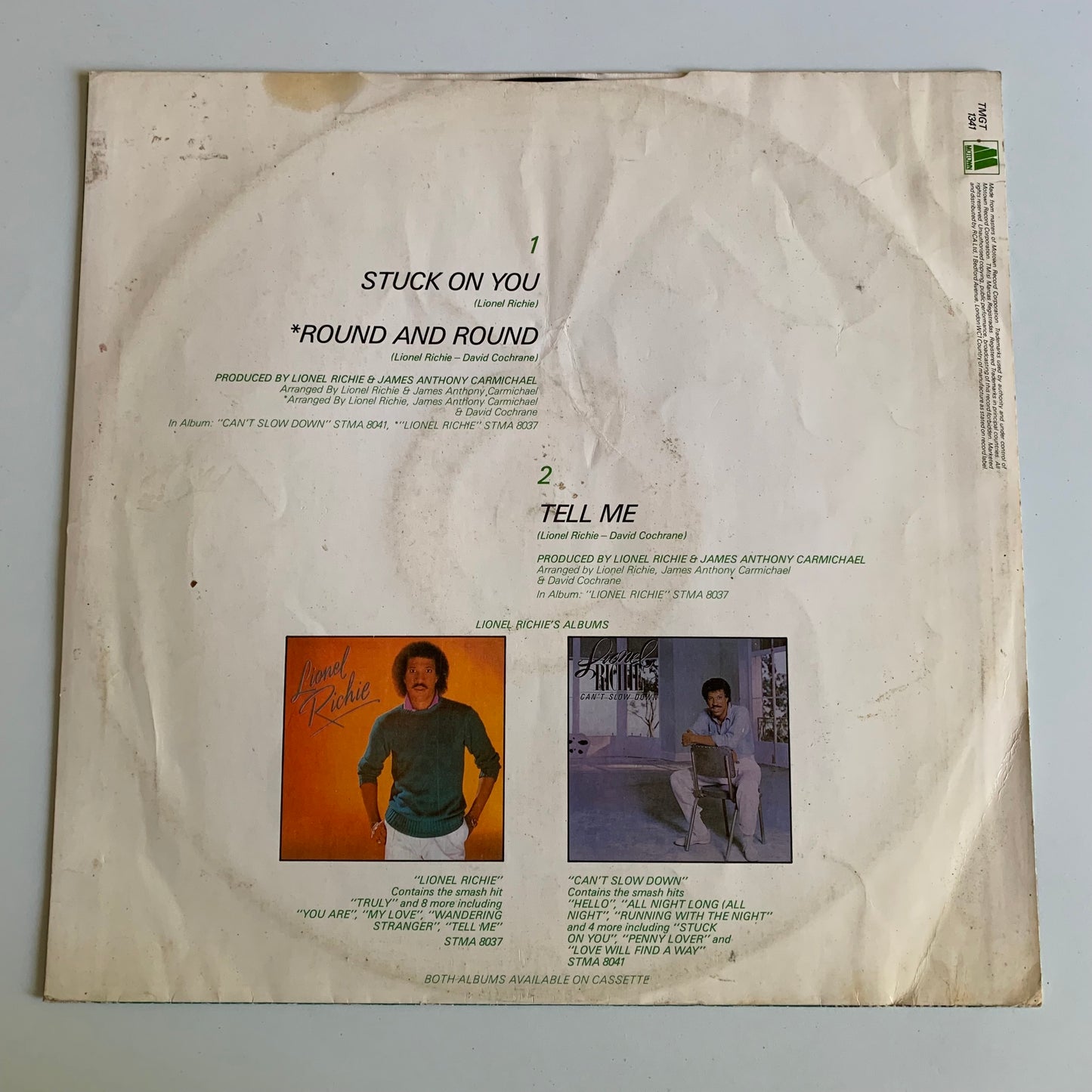 Lionel Richie - Stuck On You - Maxi 45t. 1984 Occasion