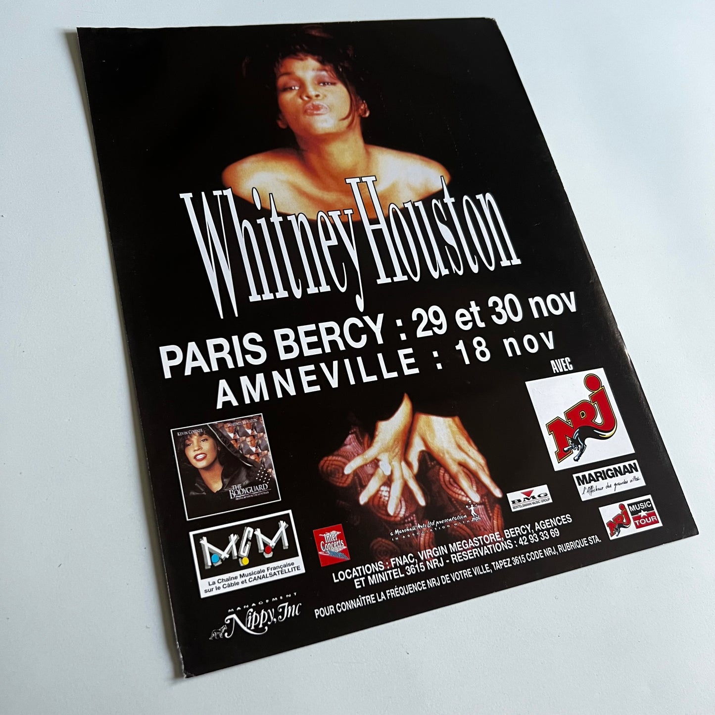 Affiche Originale Concert Whitney Houston 1993 - Page de Magazine 30x23cm