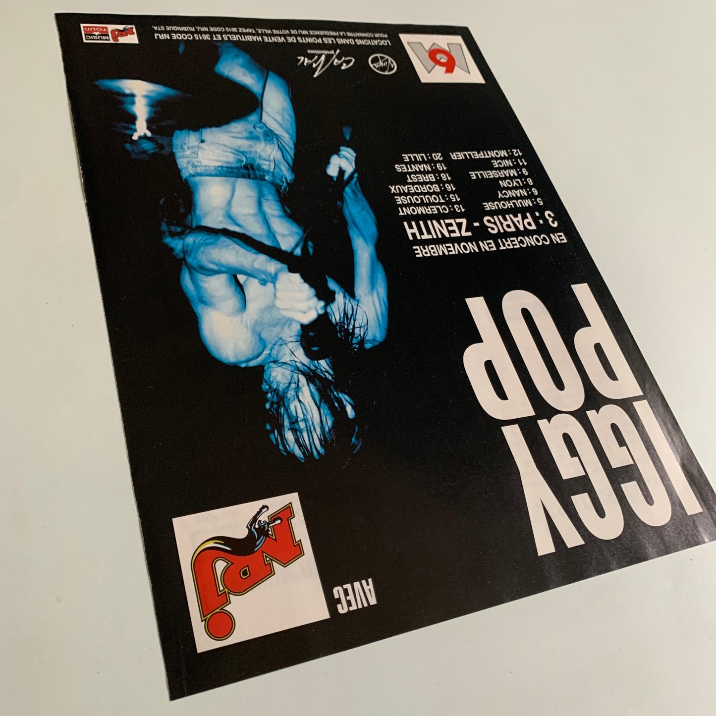 Affiche Originale Iggy Pop - Concert 1995 - Page de Magazine 30x23cm