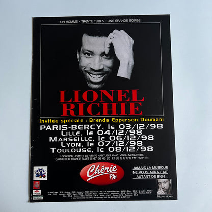 Affiche Originale Concert Lionel Richie 1998 - Page de Magazine 30x23cm