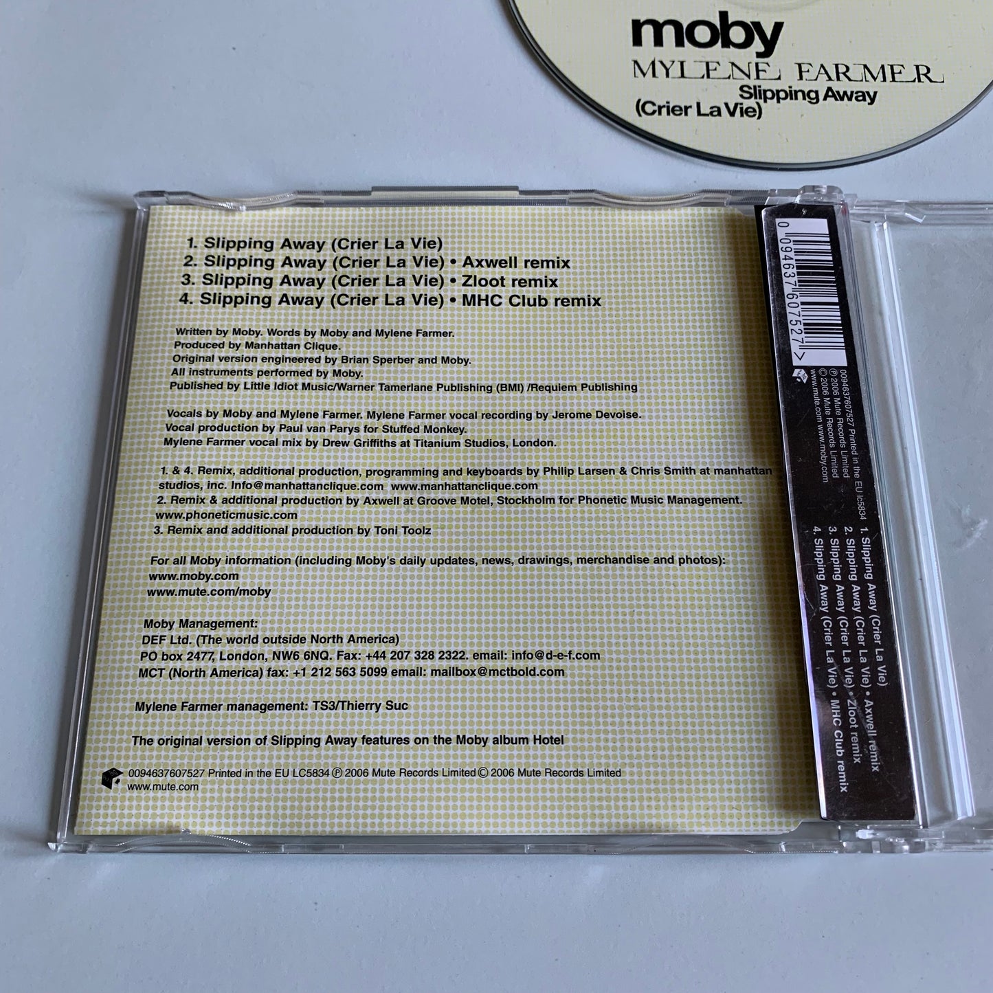 CD - Moby - Mylene Farmer - Slipping Away (Crier La Vie) - Single 2006