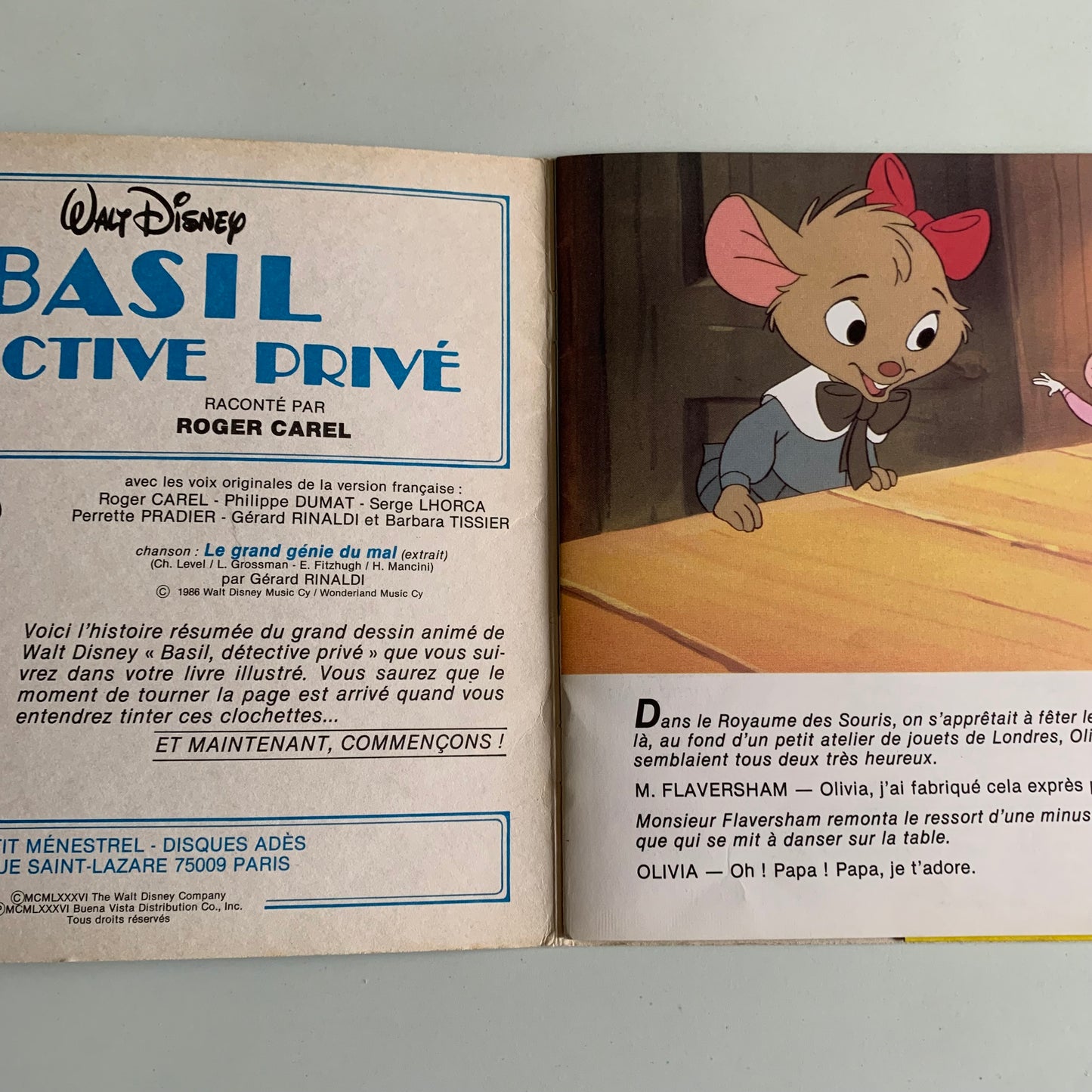 Disney - Basil Détective Privé - 45 Tours 1986 Occasion
