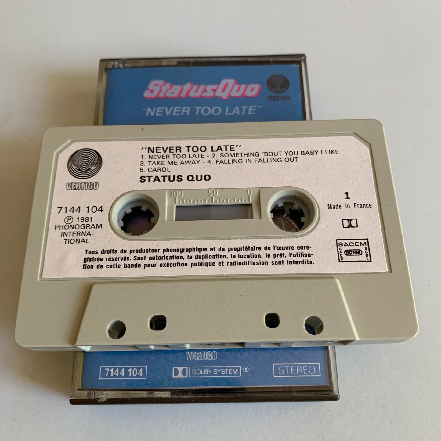 Status Quo - Never Too Late - 1981 Occasion