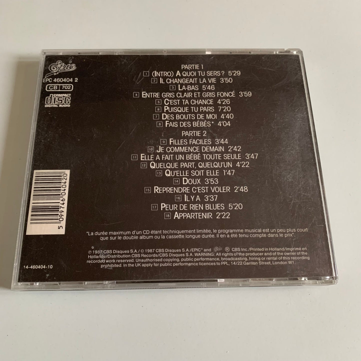 CD - Jean-Jacques Goldman - Entre Gris Clair Et Gris Foncé - 1987 Occasion