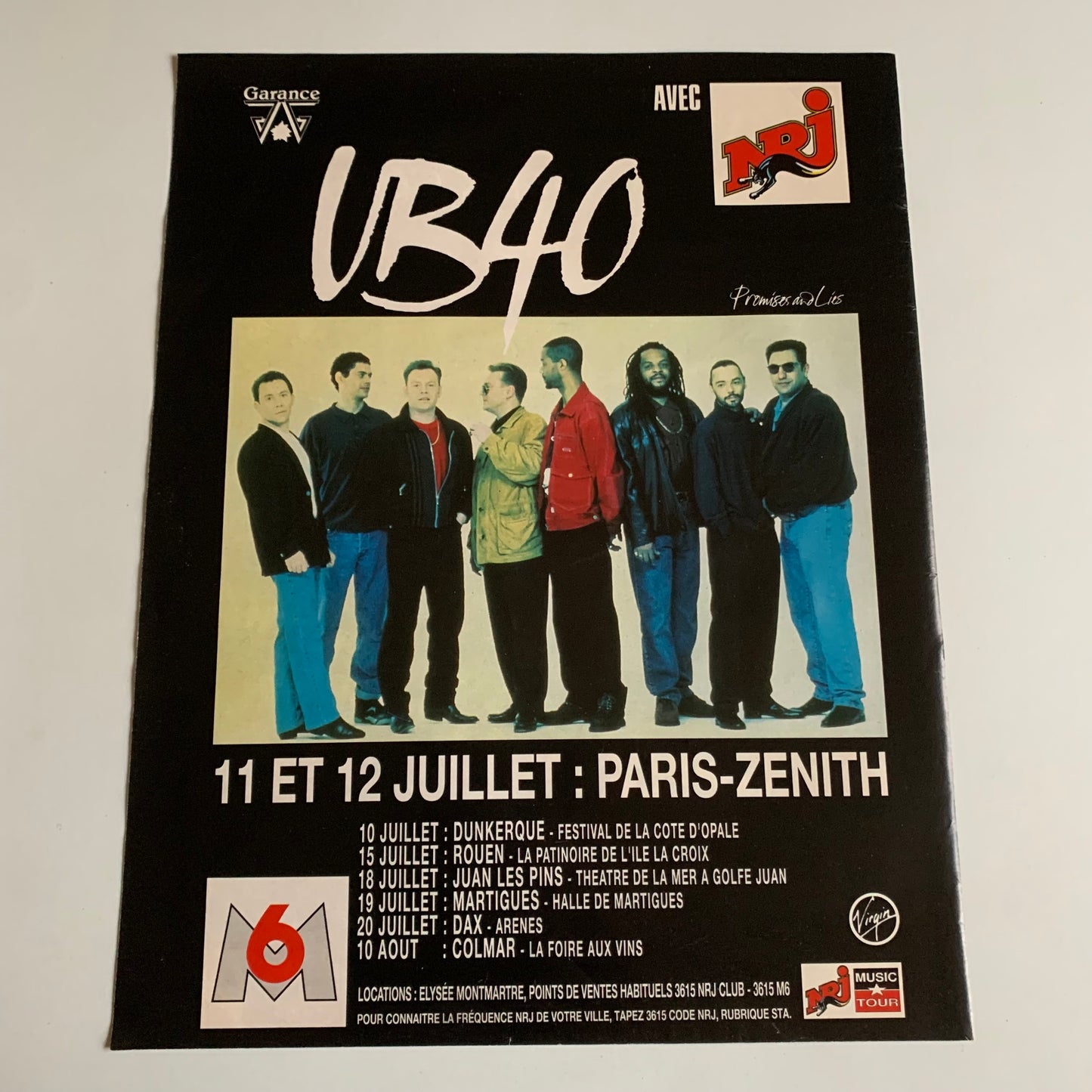Affiche Originale UB40 - 11 & 12 Juillet 1994 Paris Zénith - Page de Magazine 30x23cm