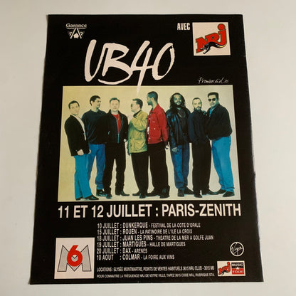 Affiche Originale UB40 - 11 & 12 Juillet 1994 Paris Zénith - Page de Magazine 30x23cm