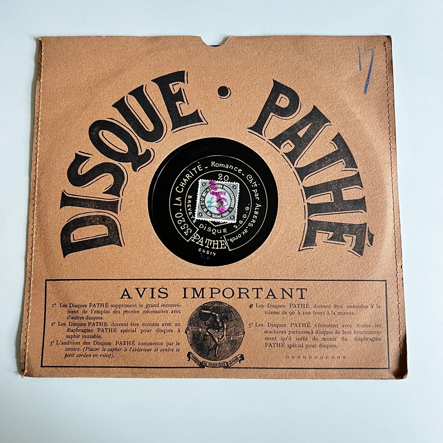 Disque Pathé - Le Soir / La Charité - 25cm