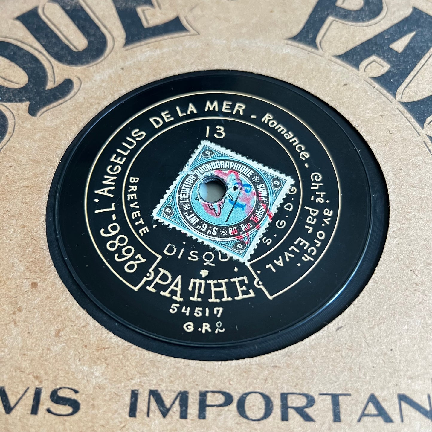 Disque Pathé - L’Angelus De La Mer - Le Drapeau Du Paysan - 25cm