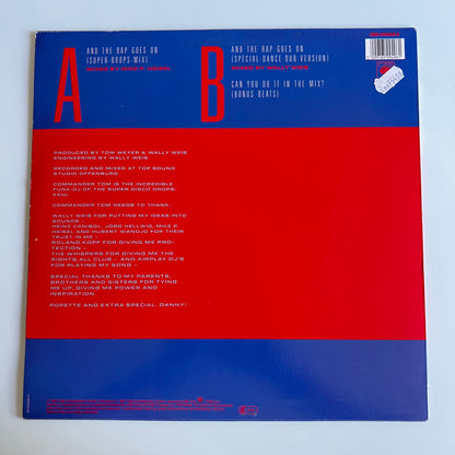 Commander Tom - And The Rap Goes On - Maxi Single 1987