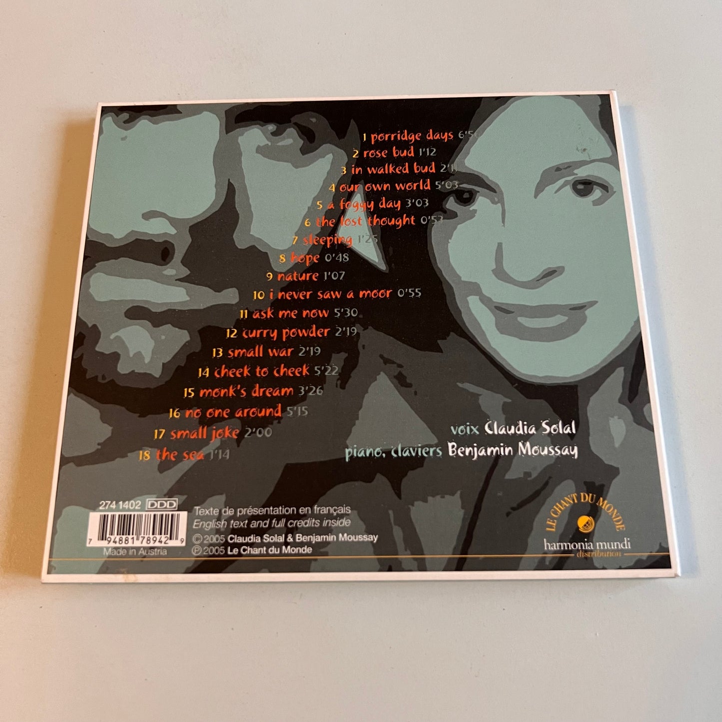 CD - Claudia Solal - Benjamin Moussay - Porridge Days - 2005