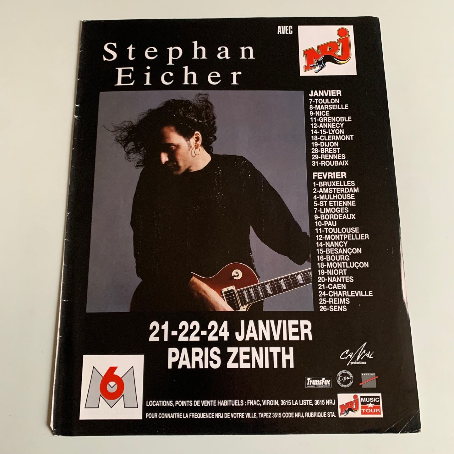 Affiche Originale Stephan Eicher - Concert Janvier 1994 - Page de Magazine 30x23cm