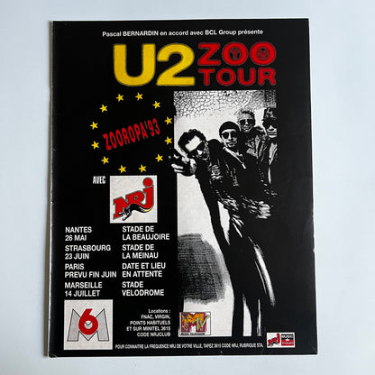Affiche Originale Concert U2 Zoo Tour 1993 - Page de Magazine 30x23cm