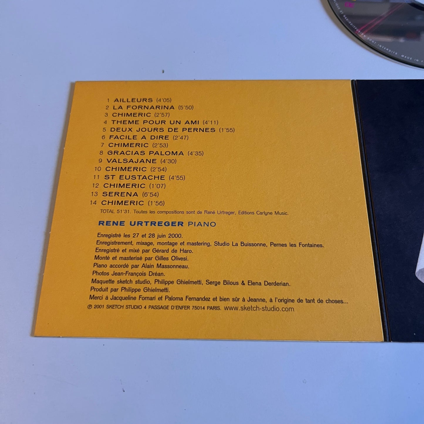 CD - Rene Urtreger - Onirica - 2001