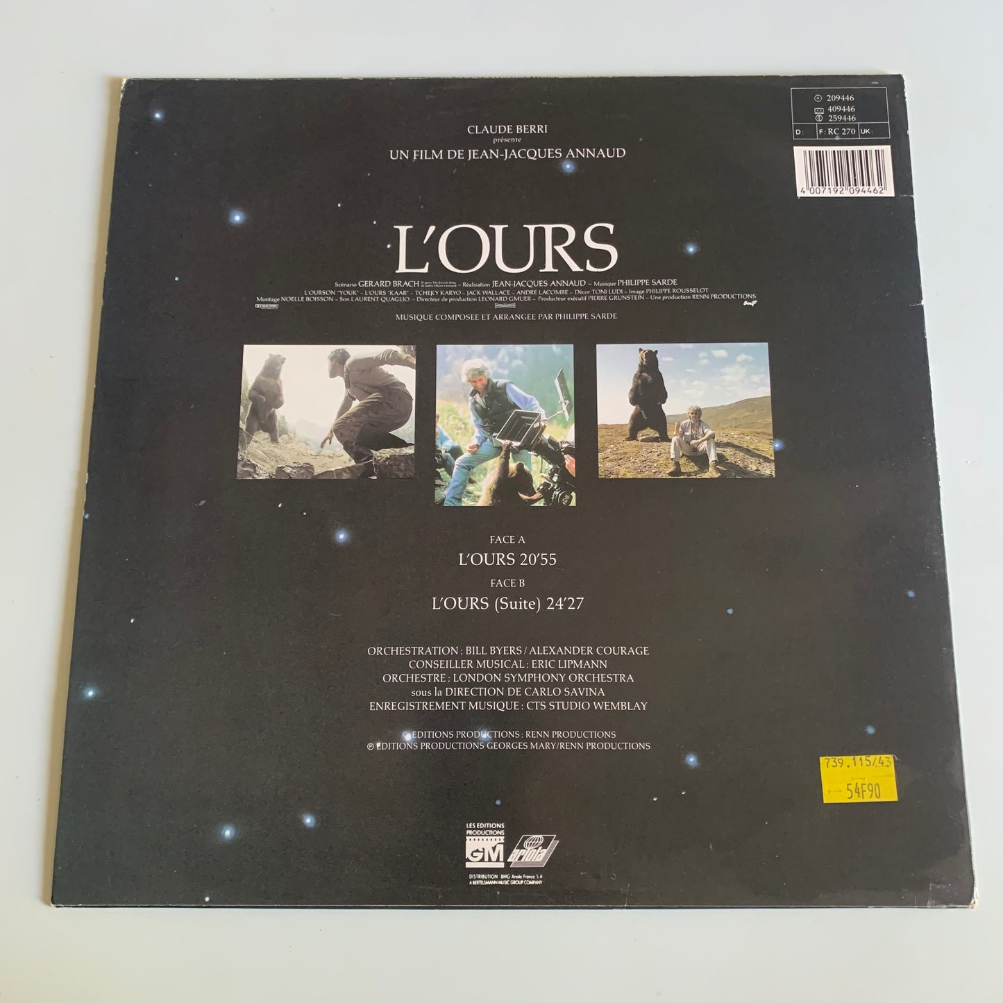 Philippe Sarde - L’ours - Bande Originale du Film - LP 1988 Occasion