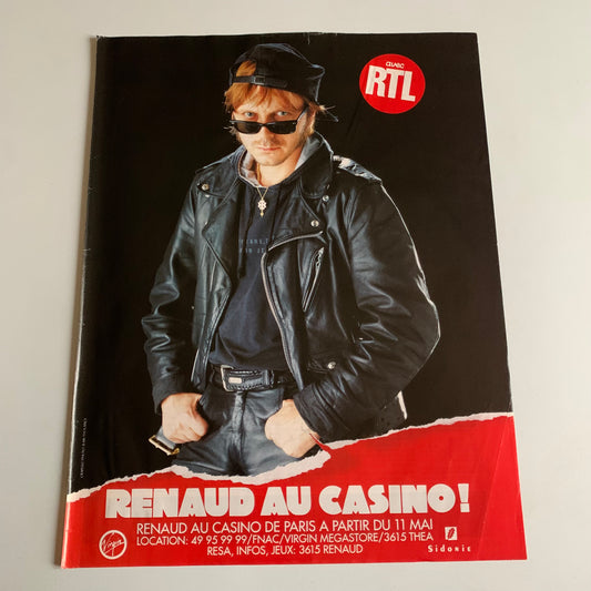 Affiche Originale Renaud - Mai 1992 Casino de Paris - Page de Magazine 30x23cm