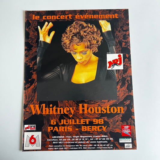 Affiche Originale Concert Whitney Houston 1998 - Page de Magazine 30x23cm