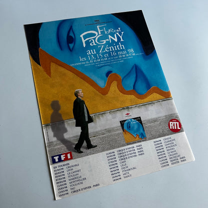 Affiche Originale Concert Florent Pagny 1998 - Page de Magazine 30x23cm