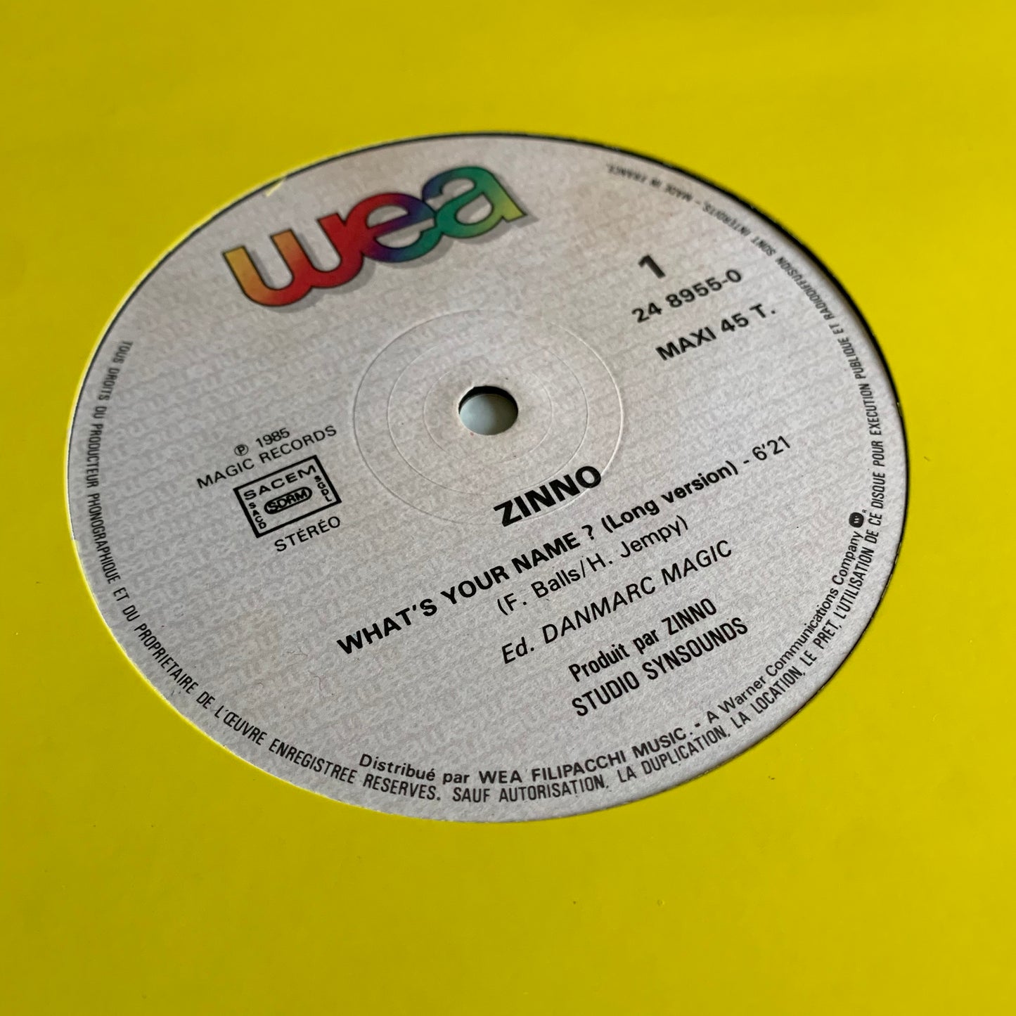 Zinno - What's Your Name? - Single 1985