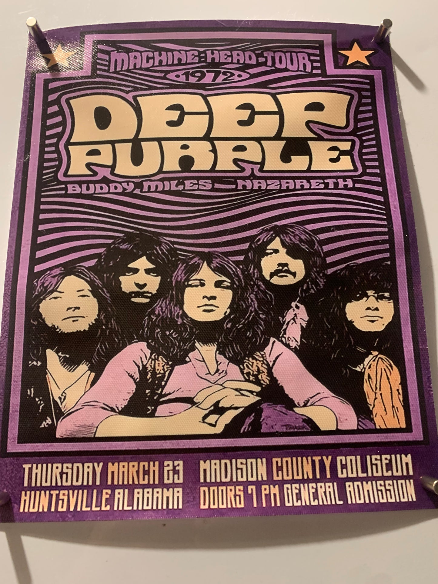 Affiche Poster en Toile - Deep Purple - Machine Head Tour 1972 - 25/20cm