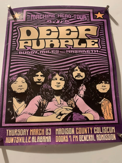 Affiche Poster en Toile - Deep Purple - Machine Head Tour 1972 - 25/20cm