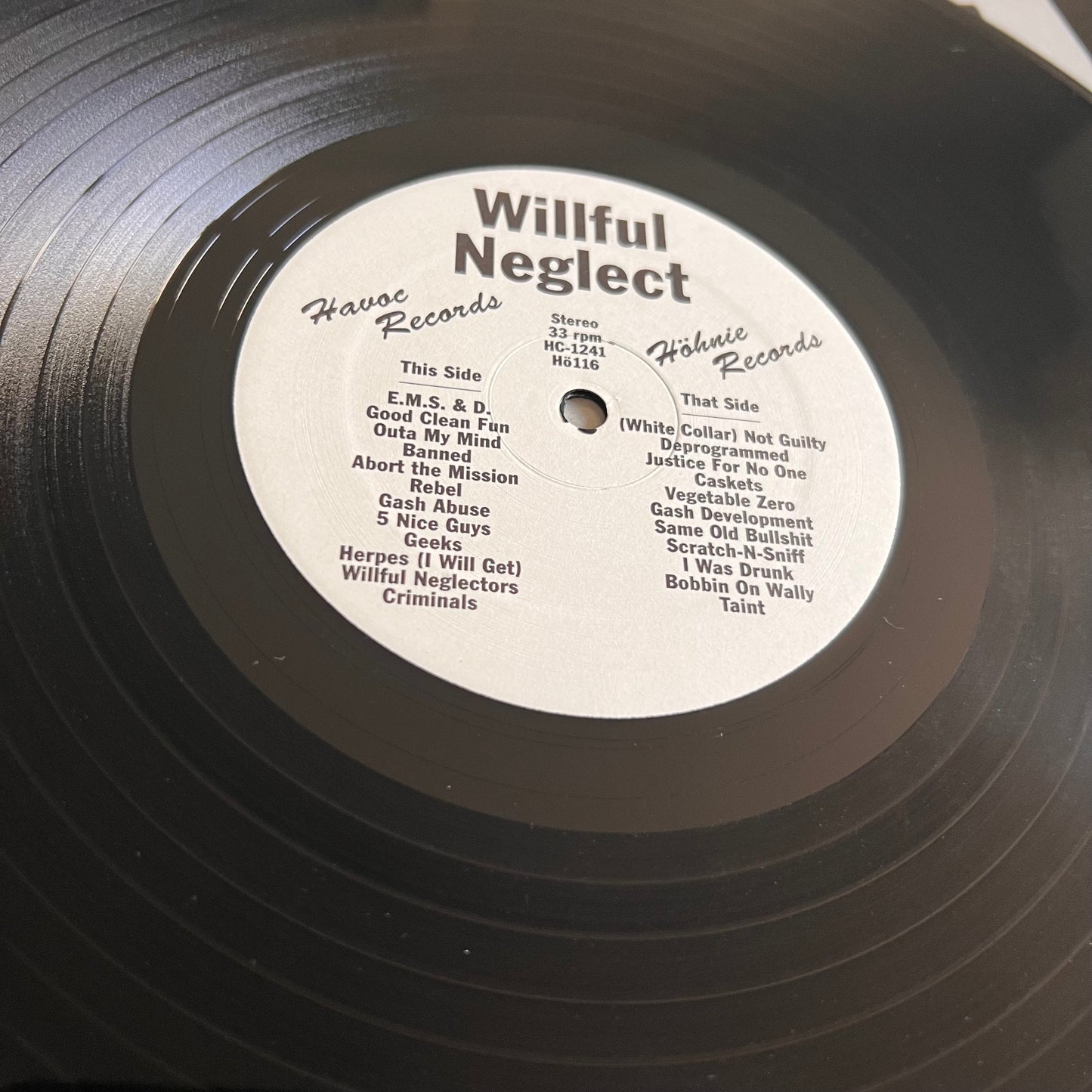 Willful Neglect - Both 12" On One LP - 2010
