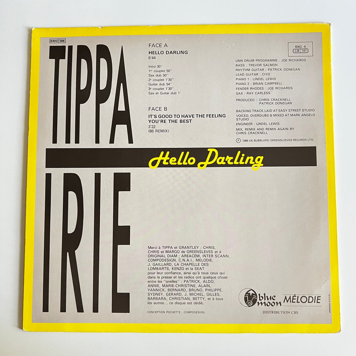 Tippa Irie - Hello Darling - Maxi Single 1986