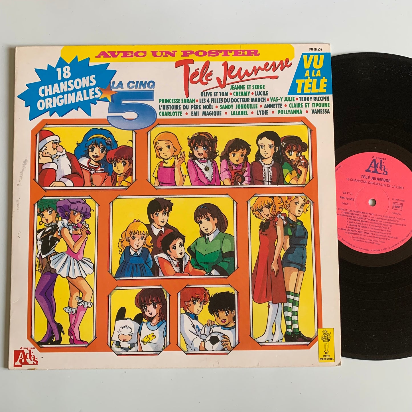 Télé Jeunesse - 18 Chansons Originales de La 5 - LP + Poster 1989