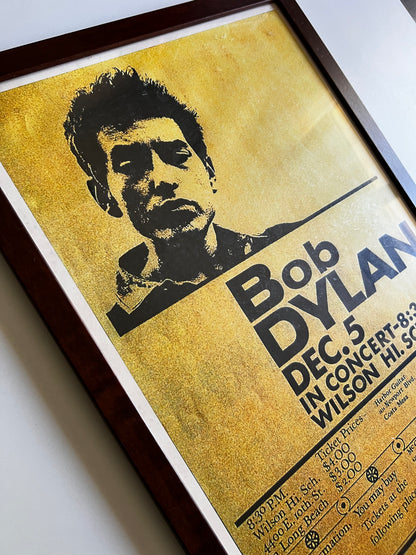 Affiche Originale Bob Dylan (Encadrée) - Concert Wilson Hi. School 1964