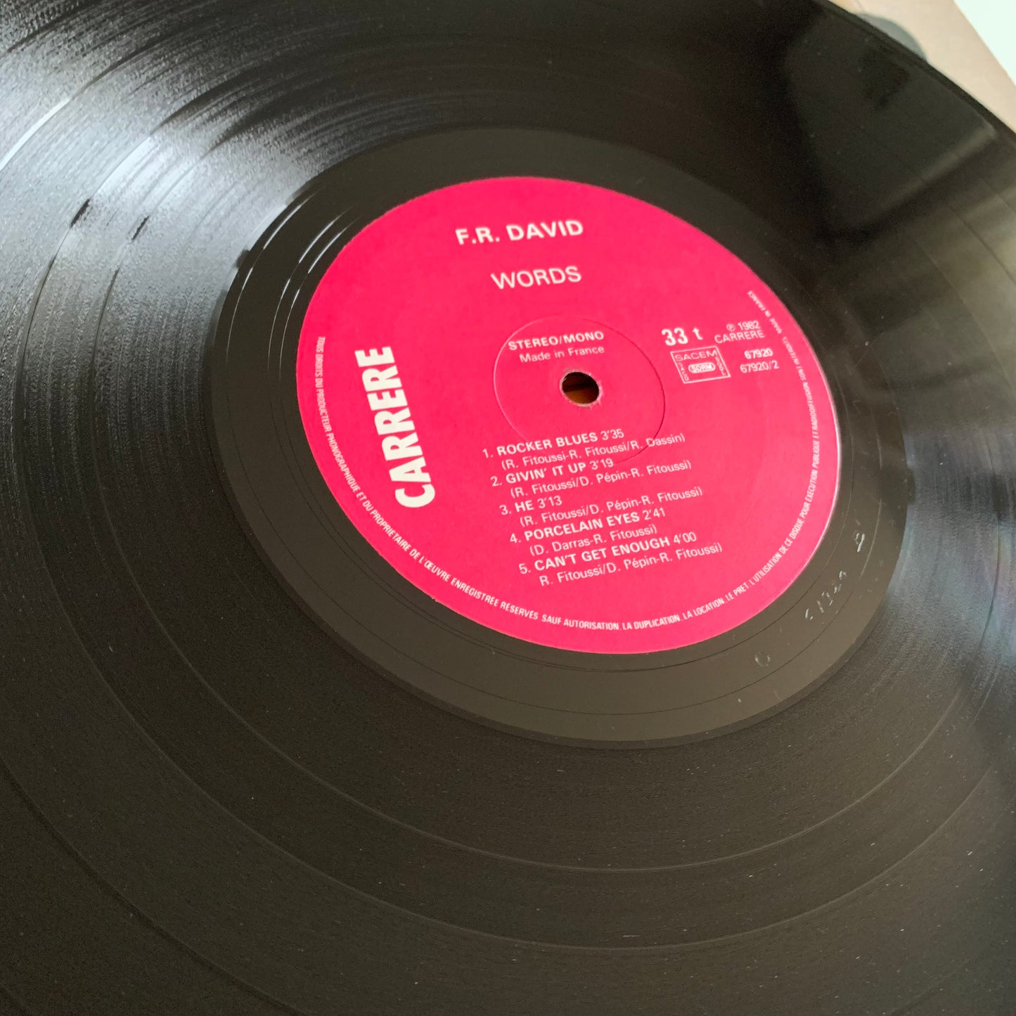 F-R David - Words - LP 1982 Occasion
