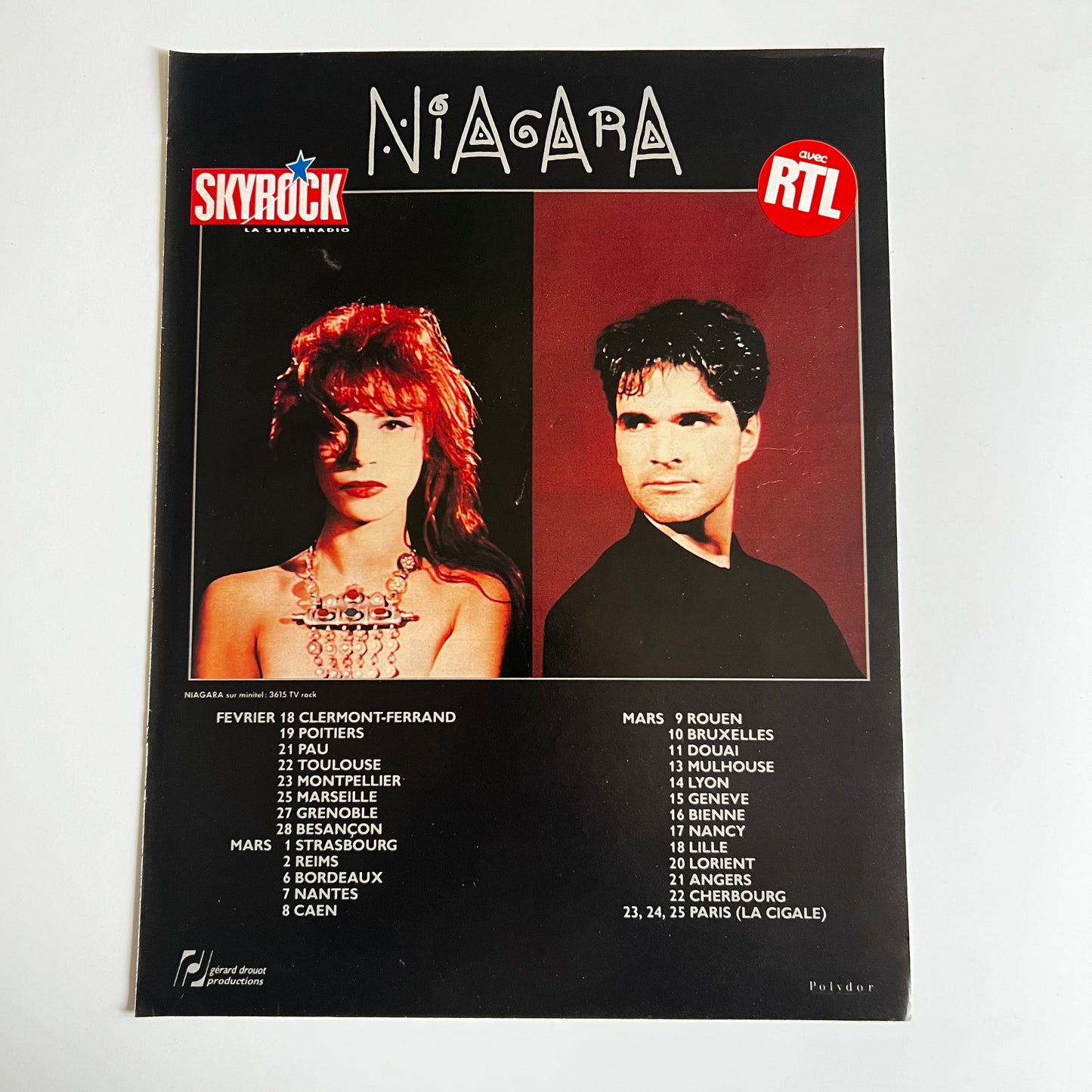 Affiche Originale Concert Niagara 1989 - Page de Magazine 30x23cm