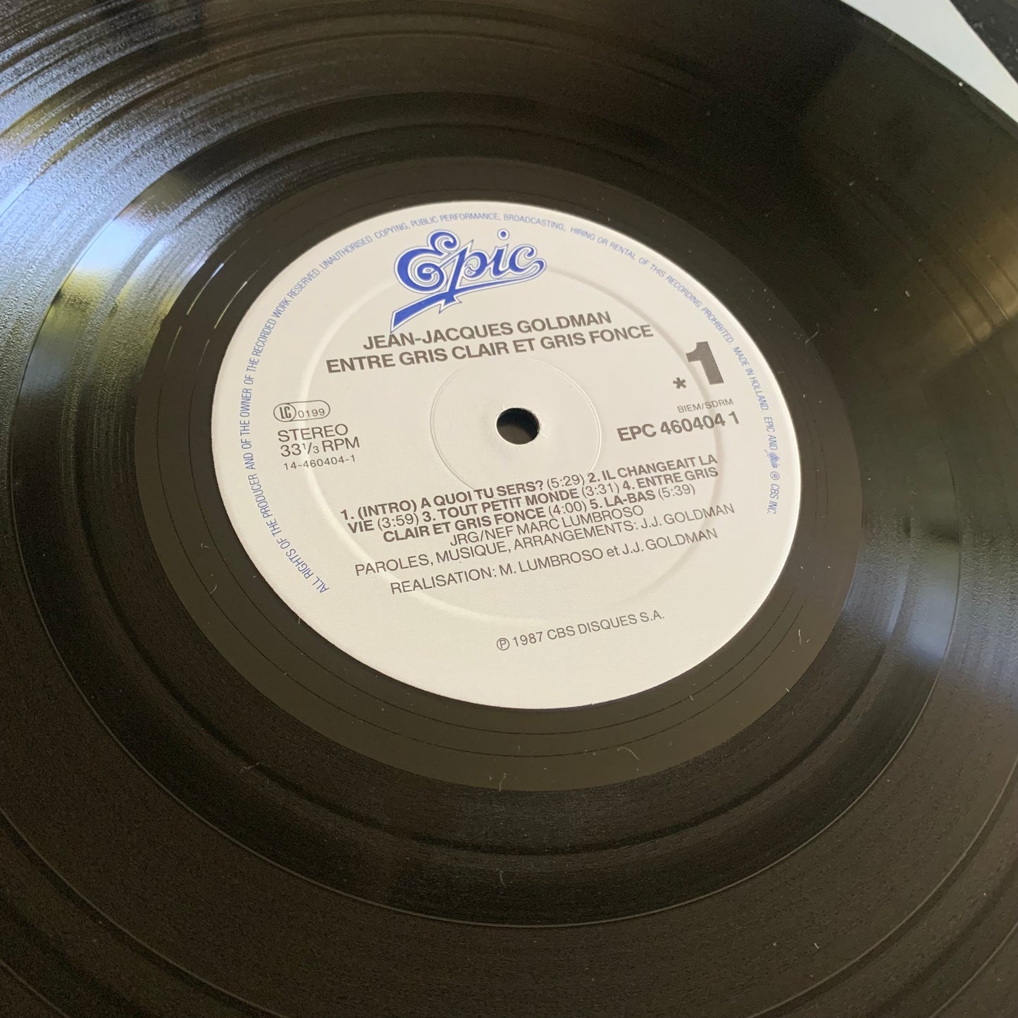 Jean Jacques Goldman - Entre Gris Clair et Gris Foncey - Double LP 1987 Occasion