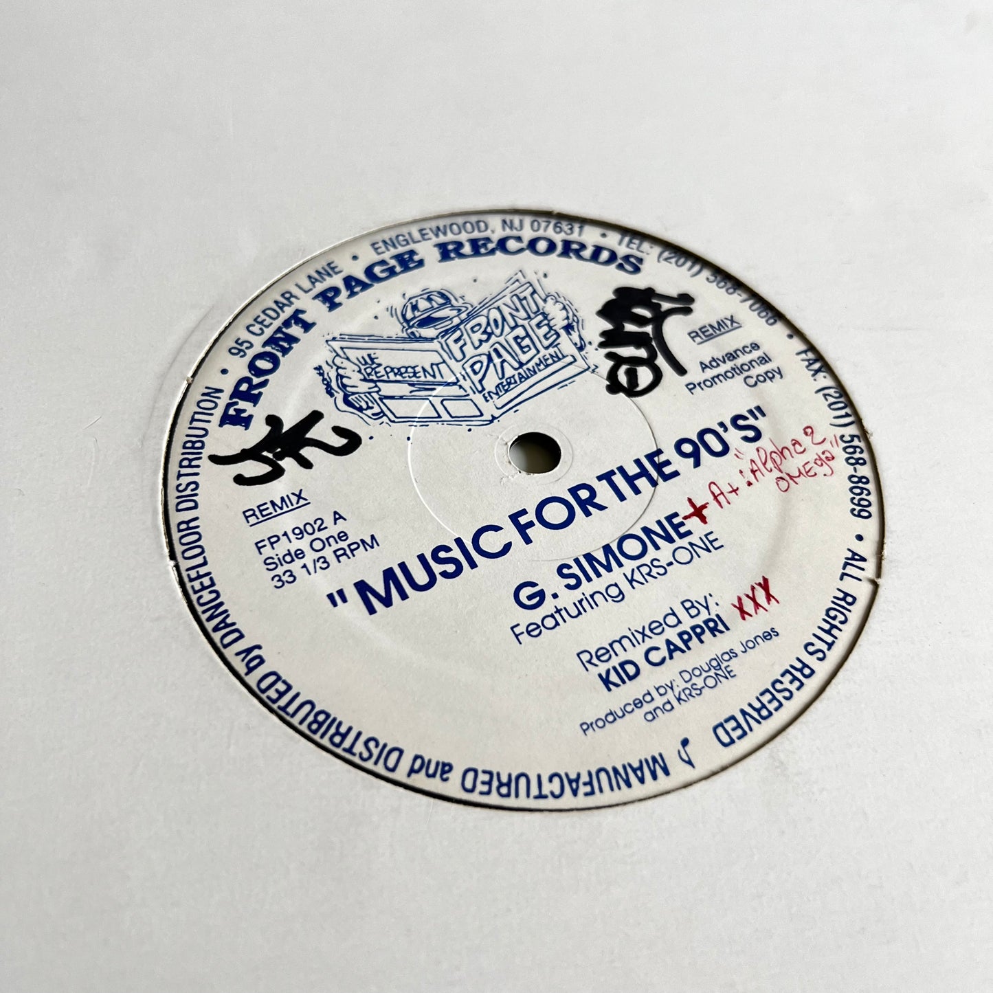 G. Simone - KRS-One - Music For The 90's - Single Promo 1994