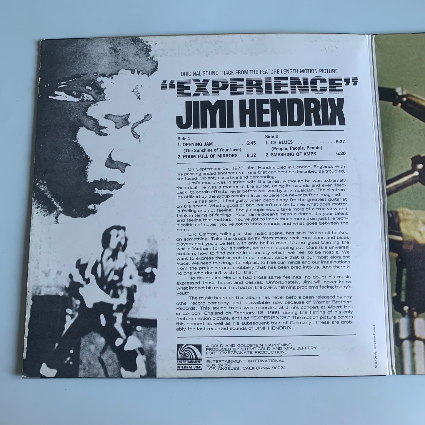 Jimi Hendrix - Original Soundtrack Of The Motion Picture "Experience" - LP 1971