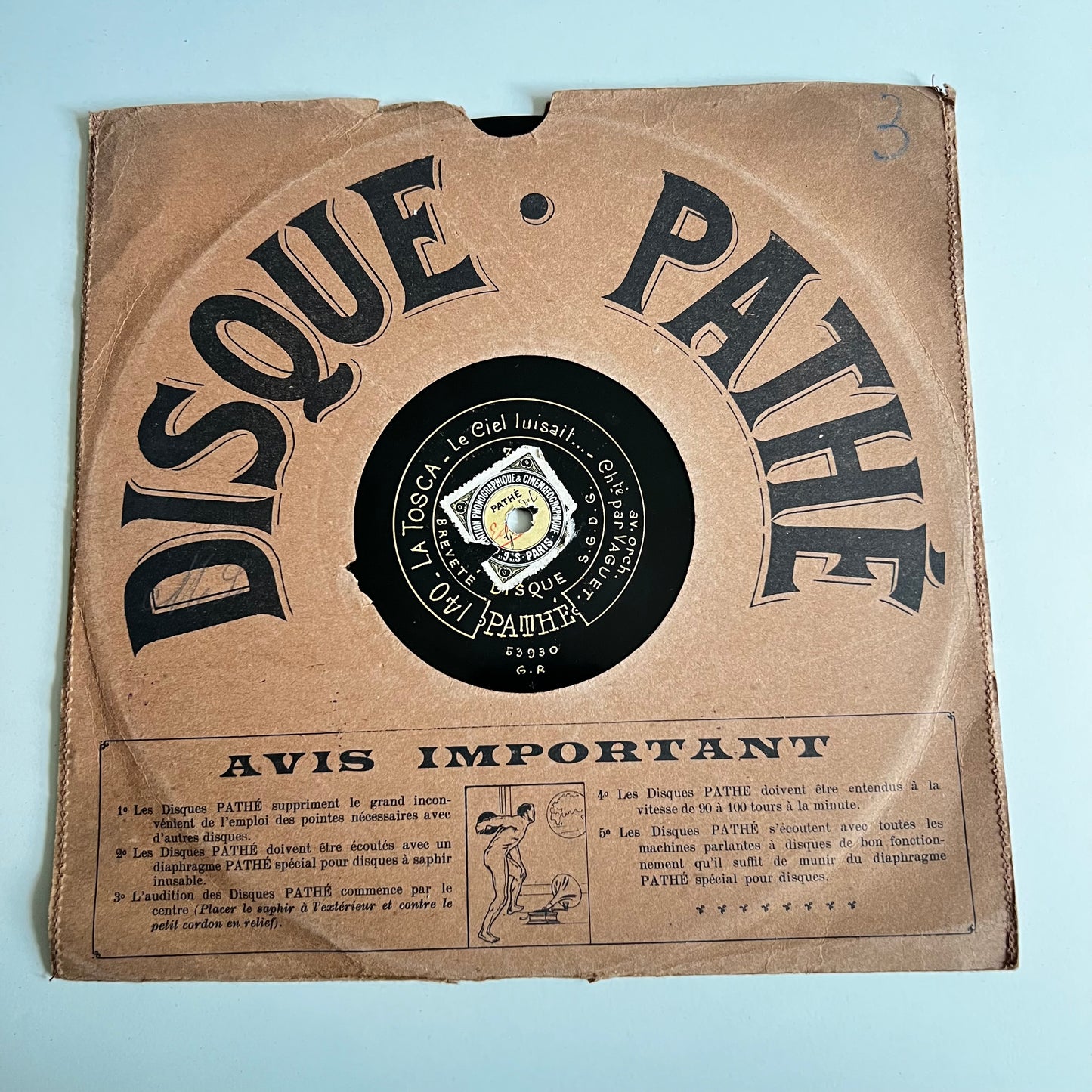Disque Pathé - Paillasse / la Tosca - 25cm