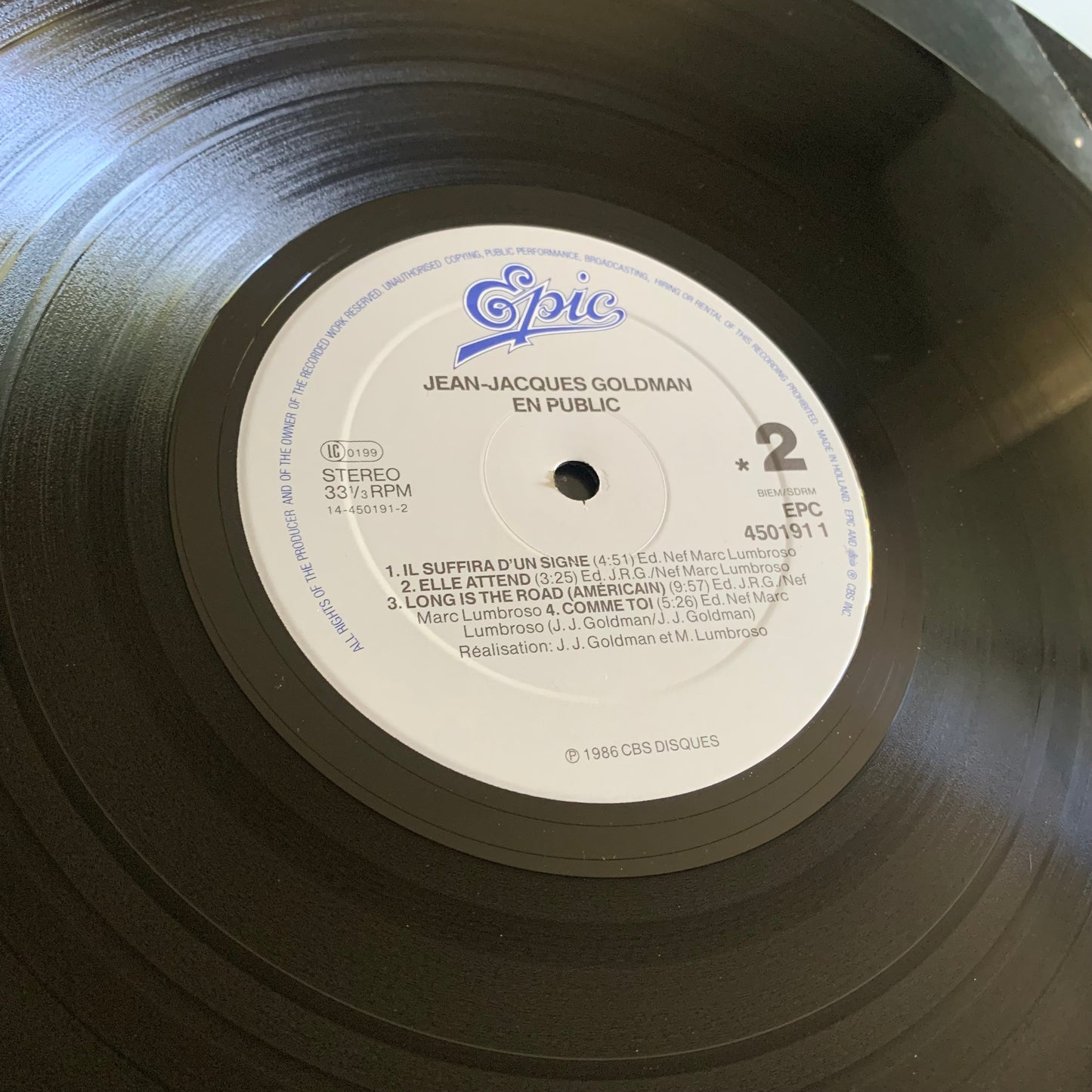 Jean Jacques Goldman - En Public - Double LP 1986 Occasion