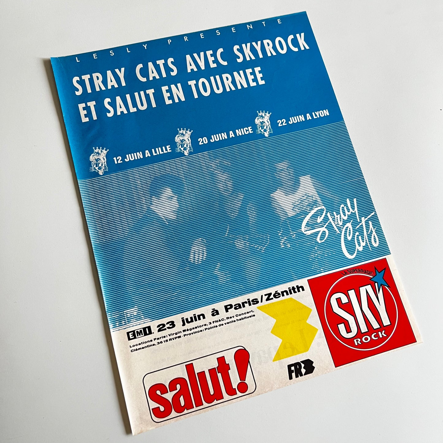 Affiche Originale Concert Stray Cats 1989 - Page de Magazine 30x23cm