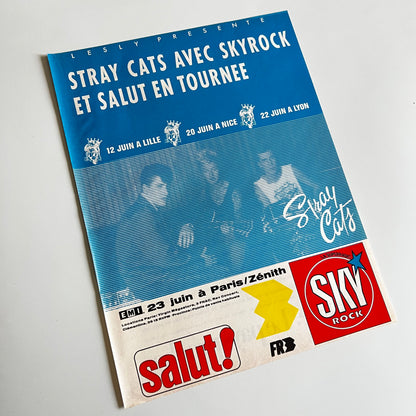 Affiche Originale Concert Stray Cats 1989 - Page de Magazine 30x23cm