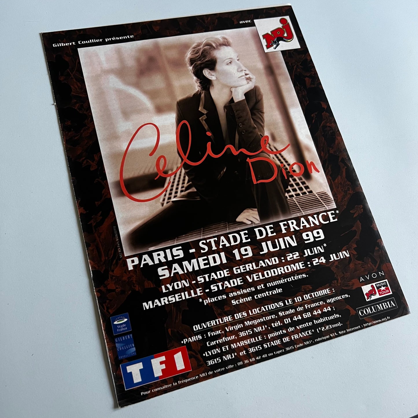 Affiche Originale Concert Céline Dion 1999 - Page de Magazine 30x23cm